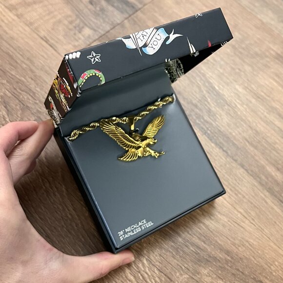 Ed Hardy Other - NEW Ed Hardy Gold Eagle Chunky Chain Mens Stainless Steel Necklace